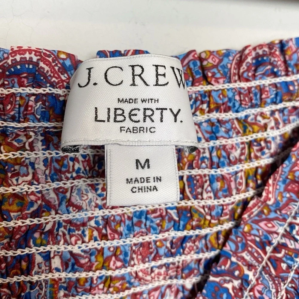 J. Crew Liberty Tropical Prince Paisley Print Smocked Top